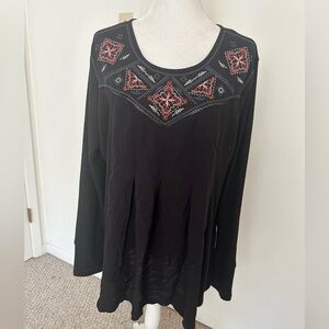 Women's Alchemy Thread Waffle Knit Black Tunic Top Size XXL New with tags!